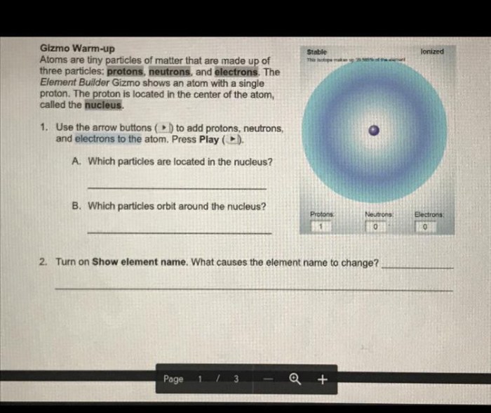 Gizmo student exploration element builder answer key