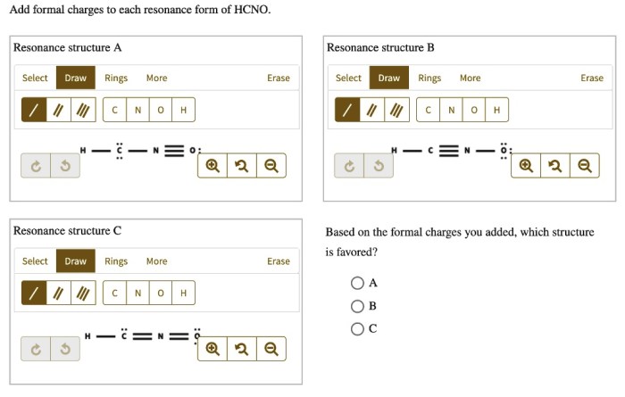 Formal charges resonance add form each below chegg please thank solved