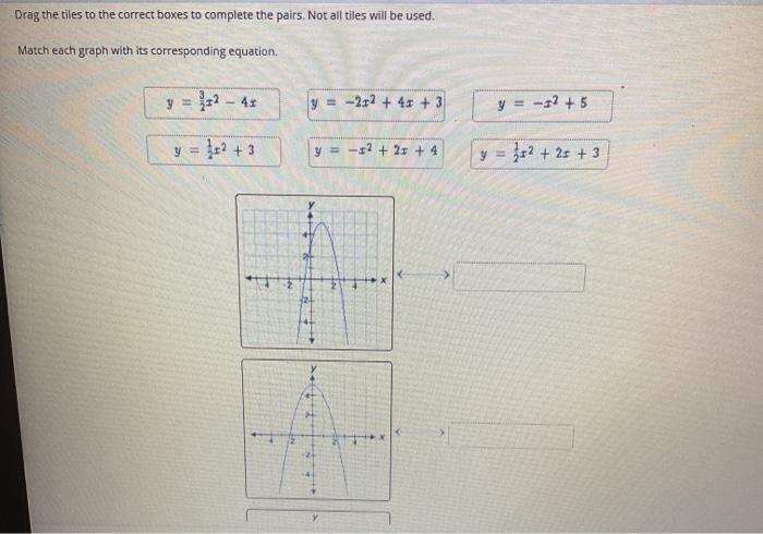 Match each graph with the quadratic function it represents